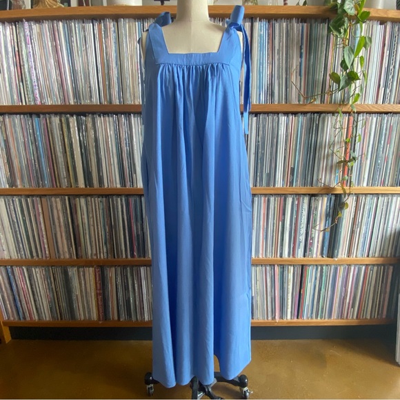 NWOT ETSY / NATURE BREEZE SHOP Ukrainian-made linen dress in periwinkle blue - S - Picture 1 of 6